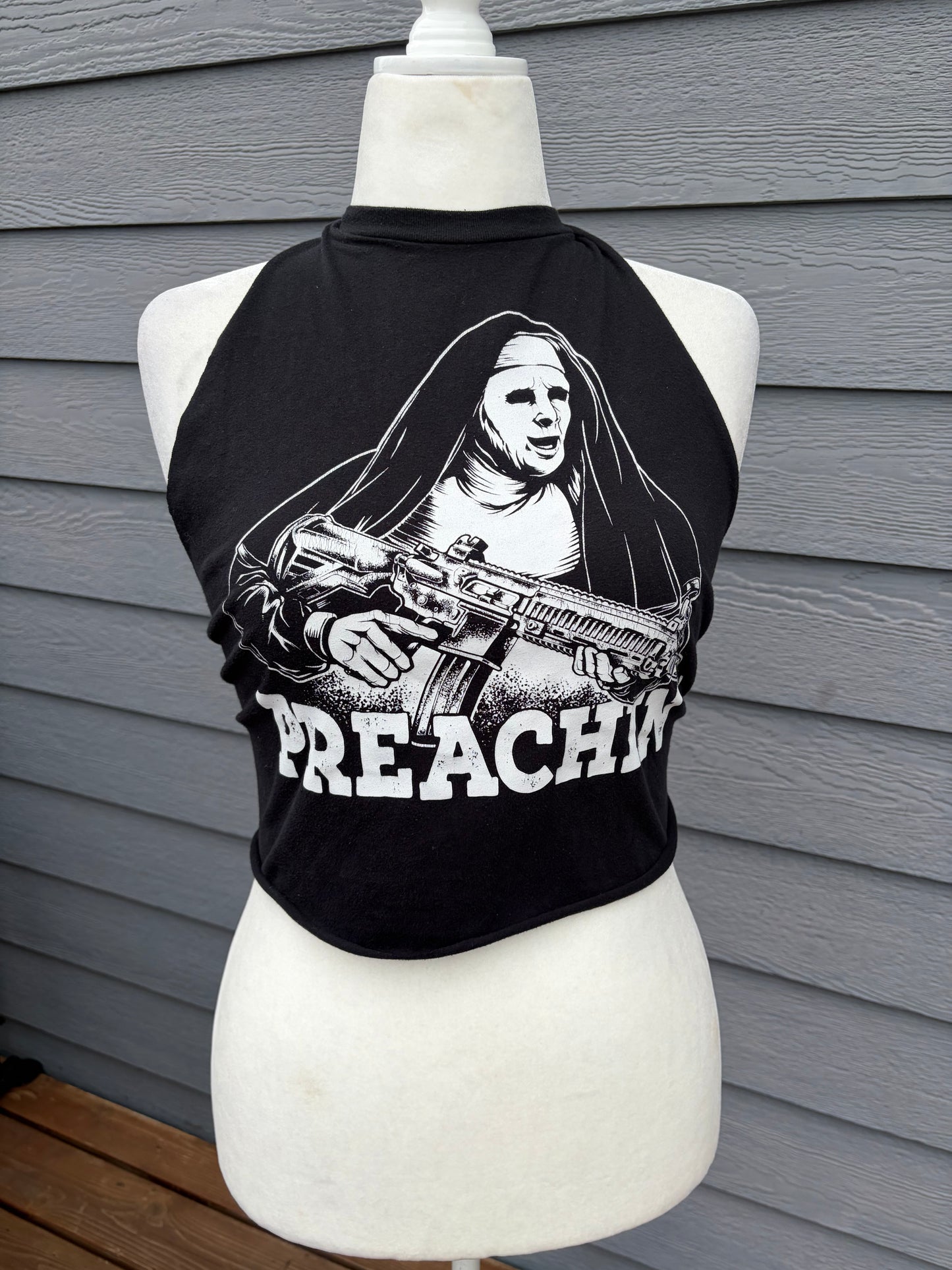 Preachin Nun Graphic Tee Halter Top