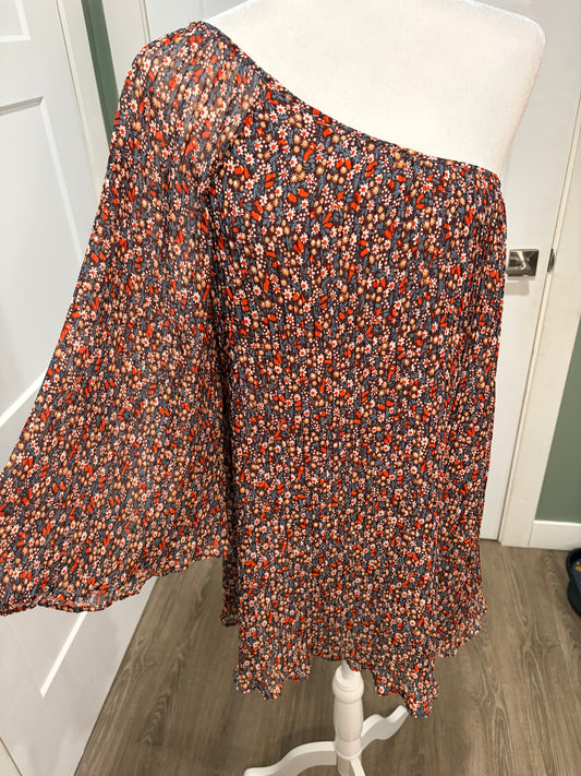 Y2K Off Shoulder Fall Florals Mini Dress